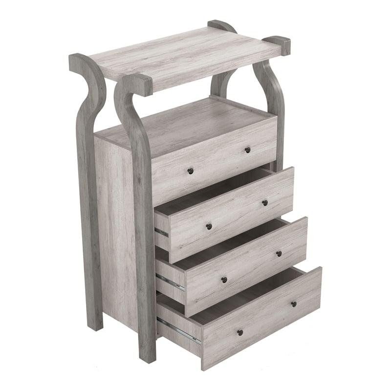 Bowery Hill Farmhouse Wood 4-Drawer Chest in Coastal White Finish