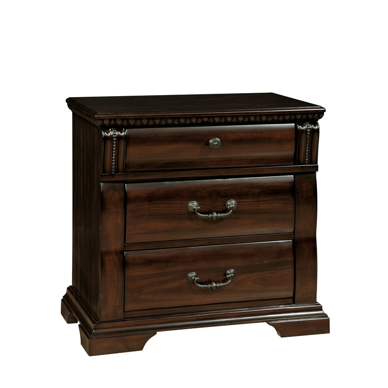 Bowery Hill 3pc Cherry Solid Wood Bedroom Set - King + Nightstand + Chest