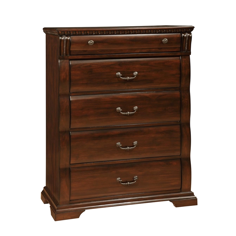 Bowery Hill 3pc Cherry Solid Wood Bedroom Set - King + Nightstand + Chest