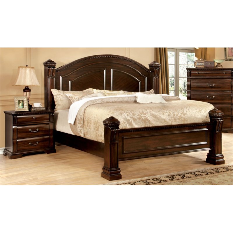 Bowery Hill 3pc Cherry Solid Wood Bedroom Set - King + Nightstand + Chest