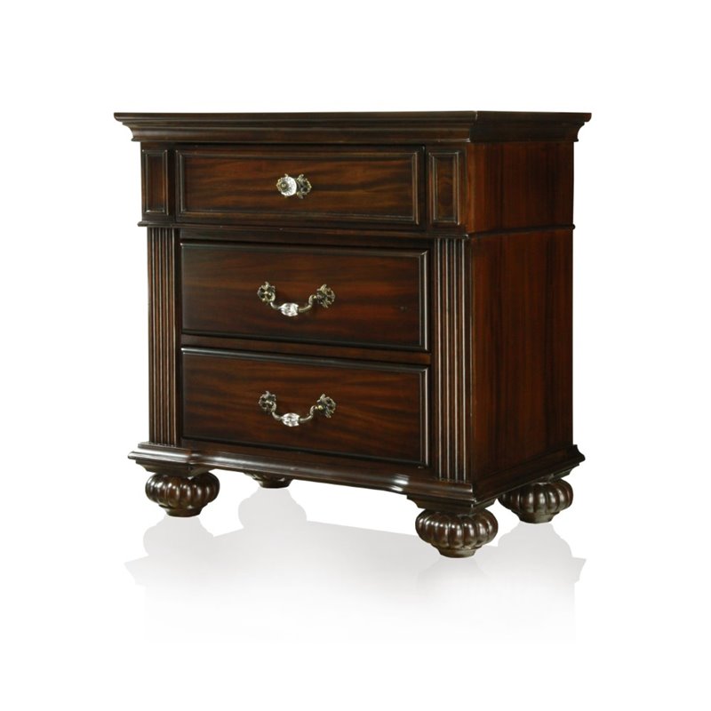 Bowery Hill 2pc Dark Walnut Solid Wood Bedroom Set - Cal King + Nightstand