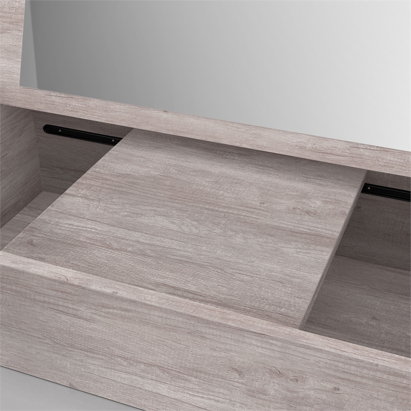 Bowery Hill Wood Wall Mounted Makeup Vanity in Coastal White