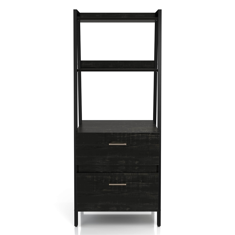 Bowery Hill Wood 1-Drawer File Cabinet in Reclaimed Black Oak