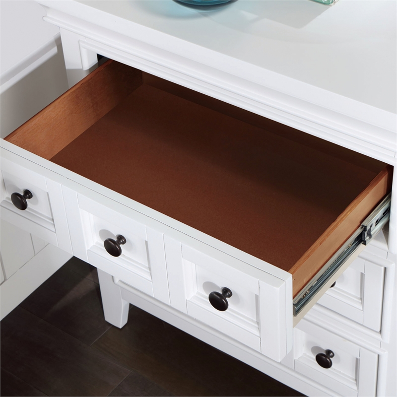 Bowery Hill Transitional Wood Nightstand with USB Port in White