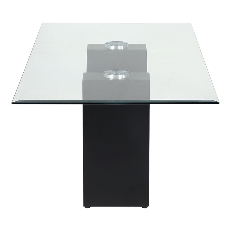 Bowery Hill Metal and Glass Top Rectangle Coffee Table in Black