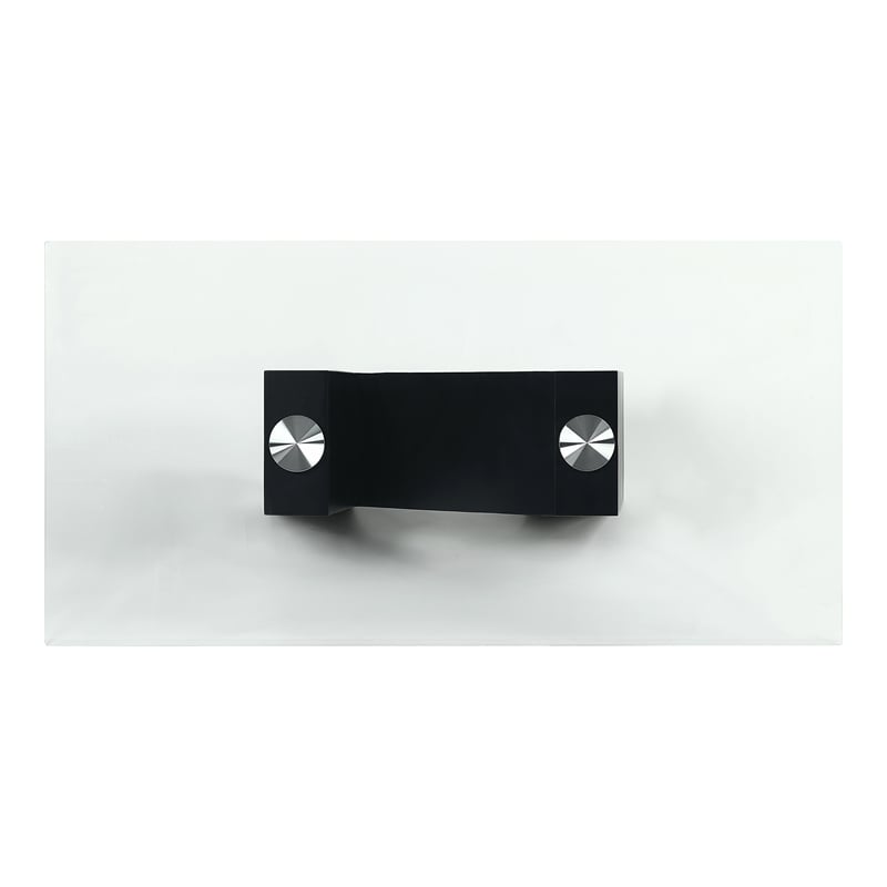 Bowery Hill Metal and Glass Top Rectangle Coffee Table in Black