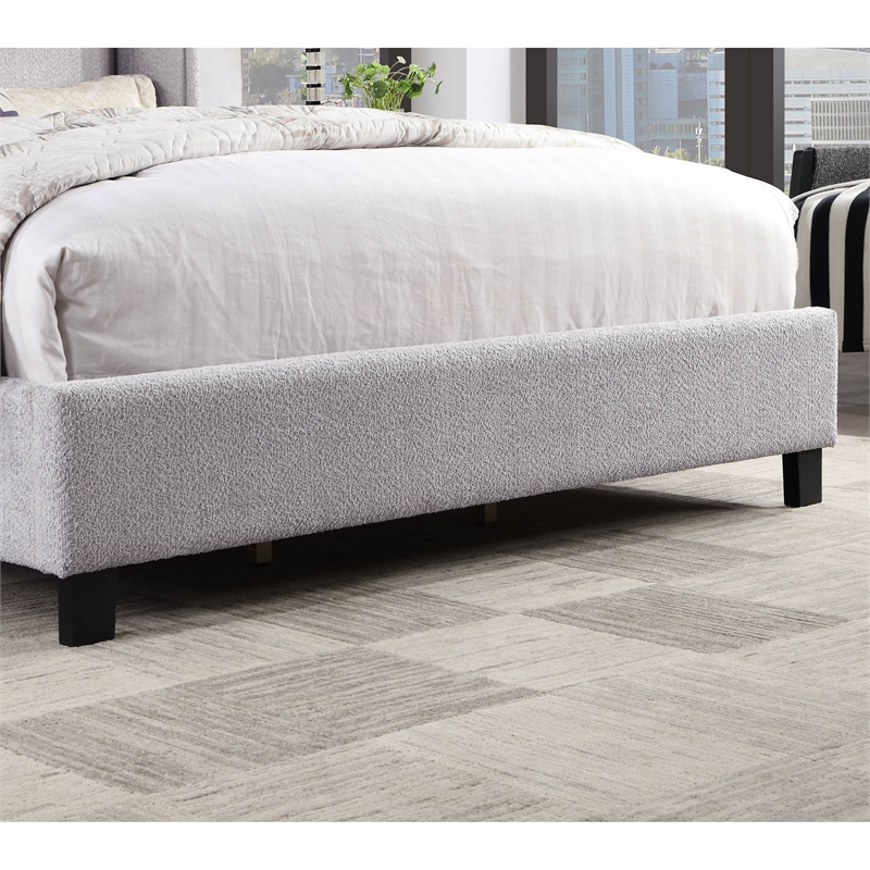 Bowery Hill Fabric Upholstered Platform Queen Bed in Light Gray