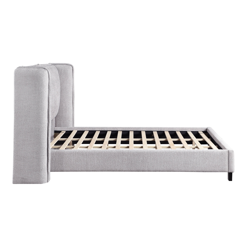 Bowery Hill Fabric Upholstered Platform Queen Bed in Light Gray