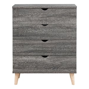 Bowery Hill Mid-Century Modern Wood 4-Drawer Chest in Dark Gray
