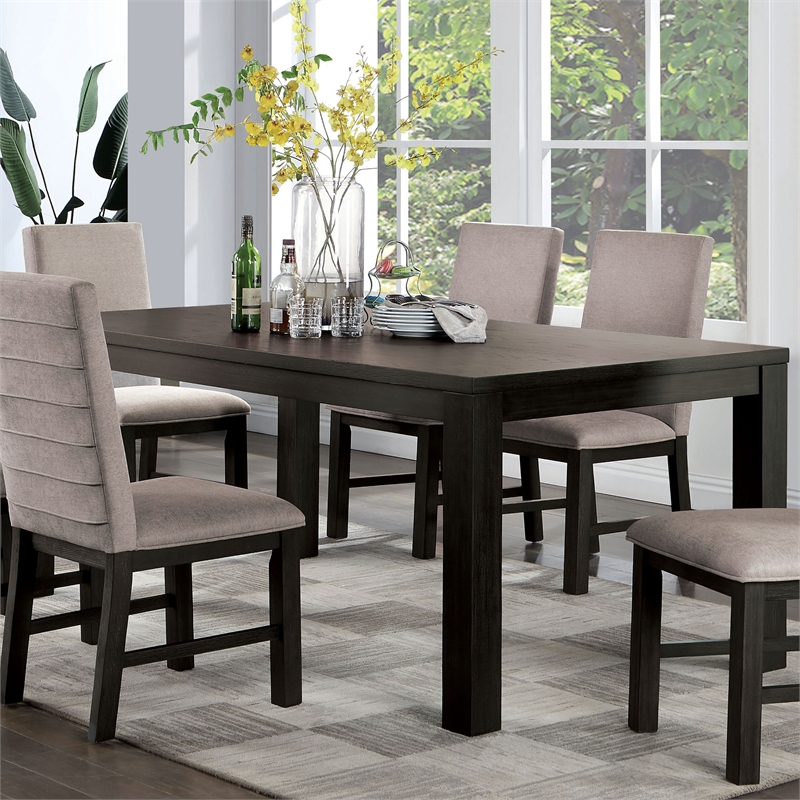 Bowery Hill Wood Black Dining Table Rectangular Durable 72