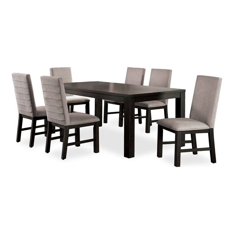 Bowery Hill Solid Wood Antique Black and Gray Dining Set Rectangular 72