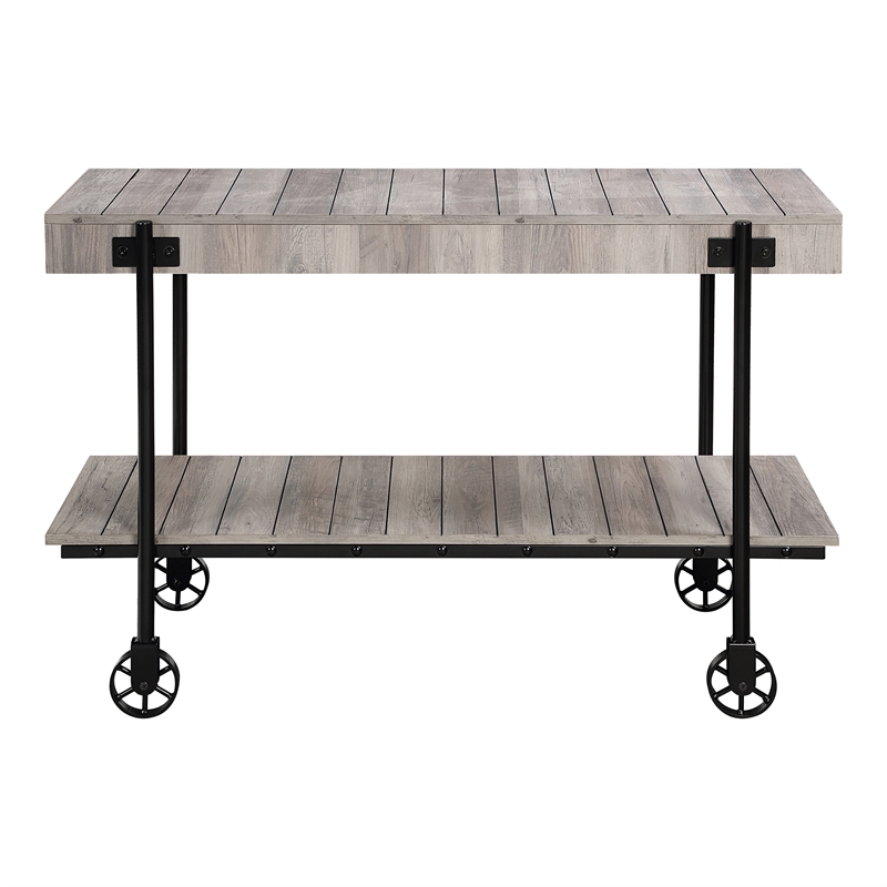 Bowery Hill Wood Natural 3-Piece Coffee Table Set with Wheels