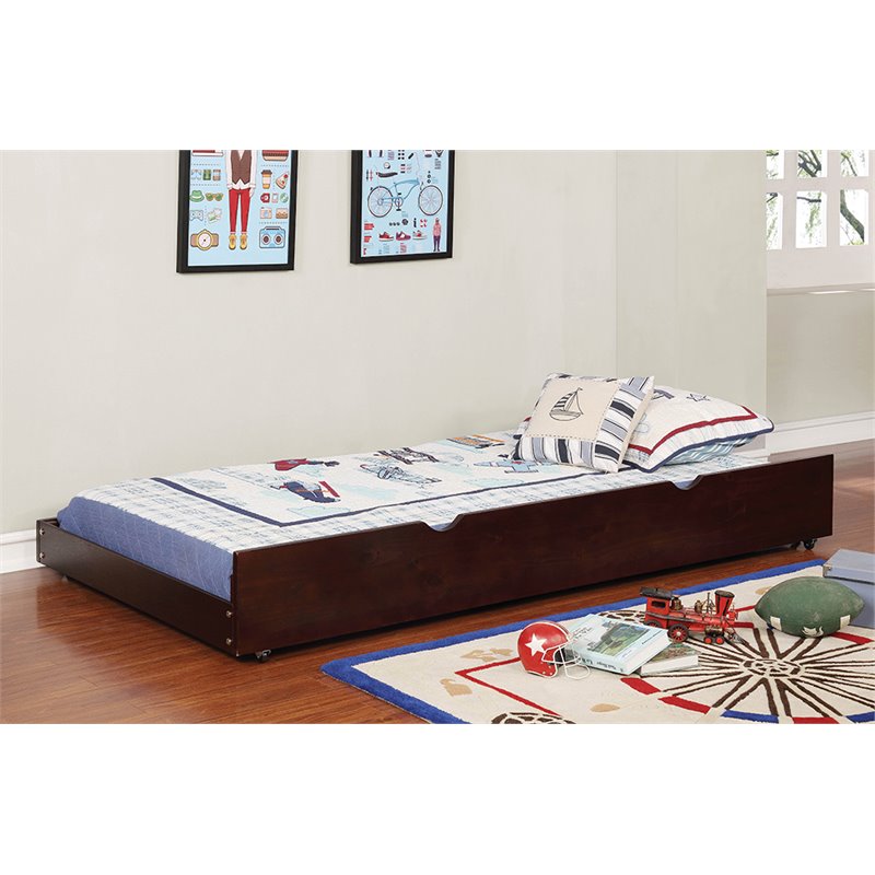 Bowery Hill Transitional Wood Twin XL Trundle in Espresso Finish