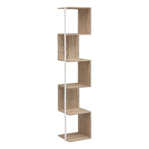 Bowery Hill Engineered Wood Natural Corner Bookcase Rectangular 5-Tier 12.5&quotW x 11.75&quotD x 61.5&quotH Assembly Required