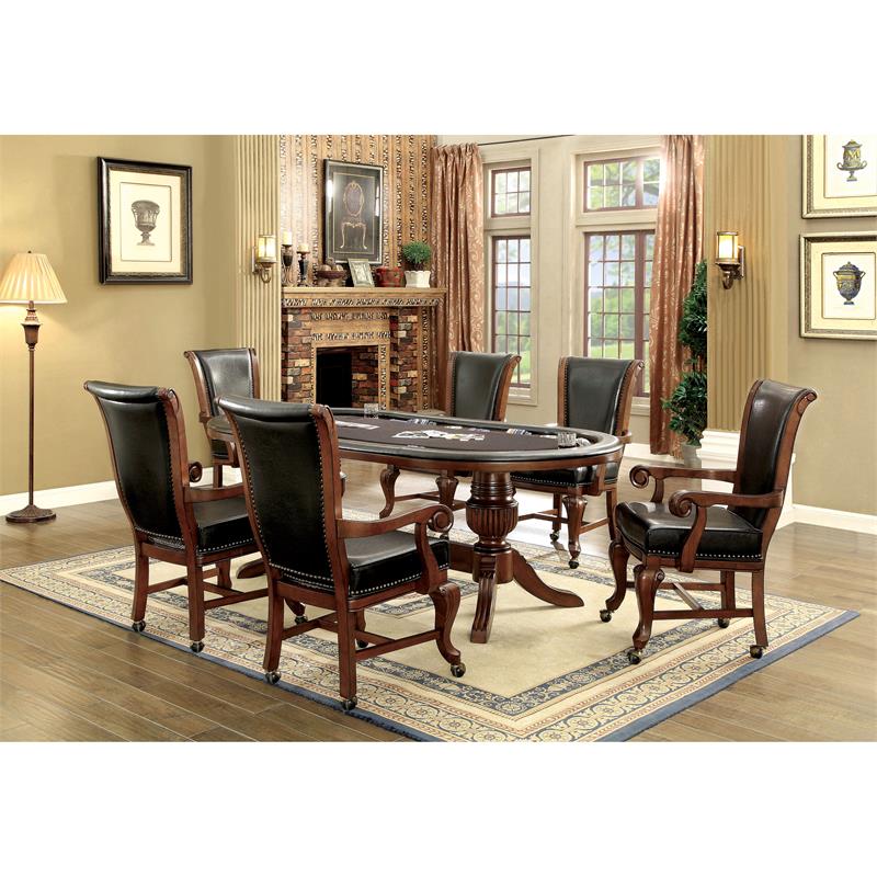 Bowery Hill Contemporary Solid Wood Gaming Table in Brown Cherry