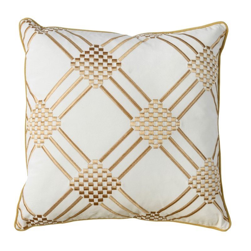 Bowery Hill Contemporary Fabric Throw Pillow in Ivory (Set of 2)