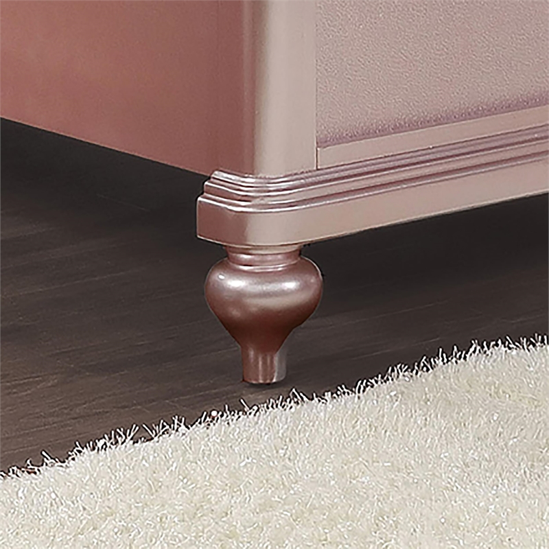 Bowery Hill Modern Solid Wood Tufted Twin Panel Bed in Rose Gold