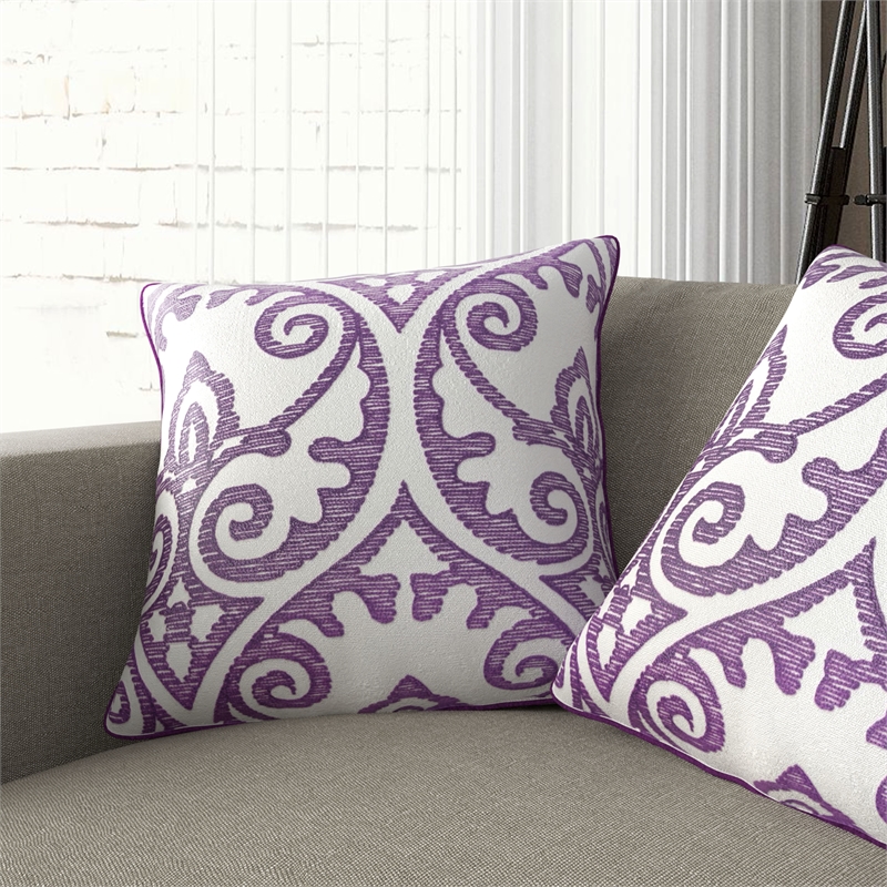 Bowery Hill Modern Fabric Purple 20-Inch Throw Pillow (Set of 2)