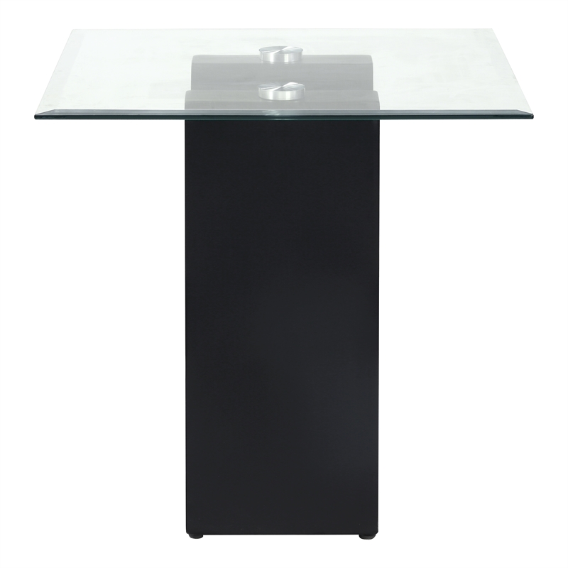 Bowery Hill Modern Metal and Glass Top Square End Table in Black