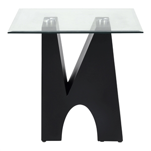 Bowery Hill Modern Metal and Glass Top Square End Table in Black