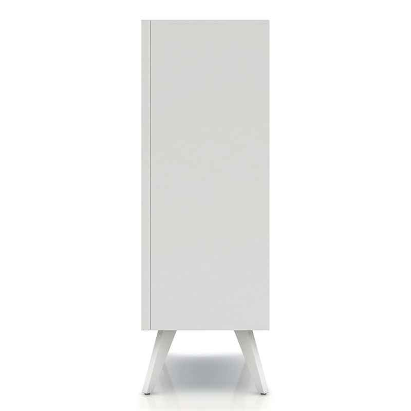 Bowery Hill Modern Wood 5-Drawer Chest with Angled Legs in White