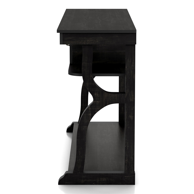 Bowery Hill Farmhouse Wood 1-Drawer Console Table in Black Finish