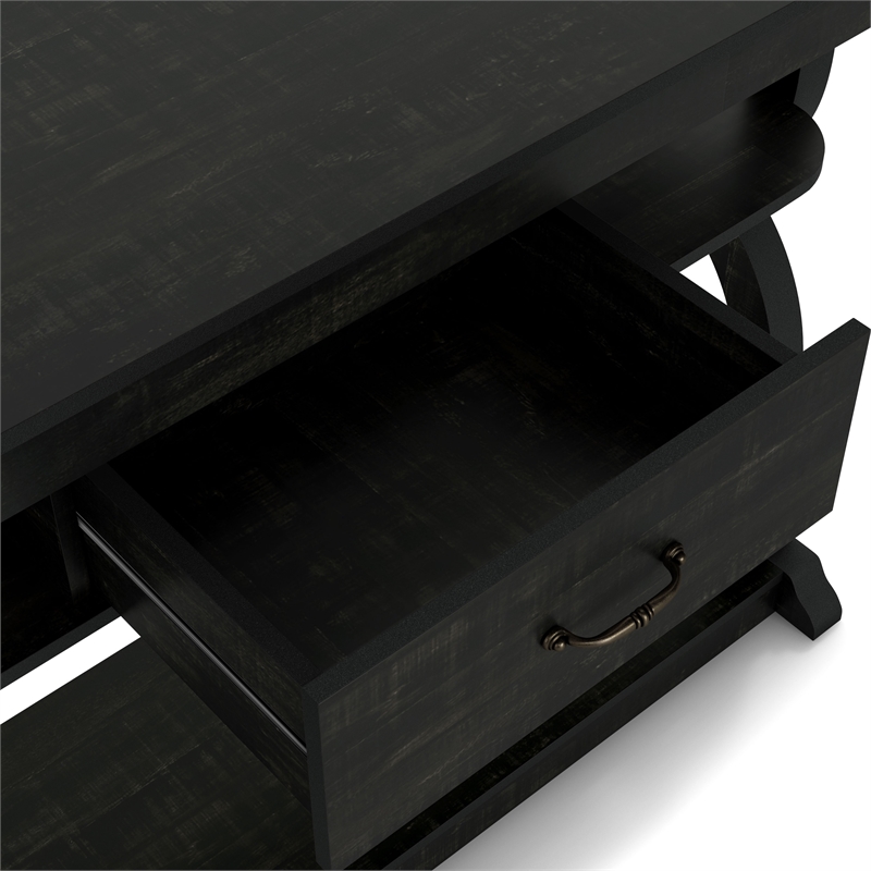 Bowery Hill Farmhouse Wood 1-Drawer Console Table in Black Finish