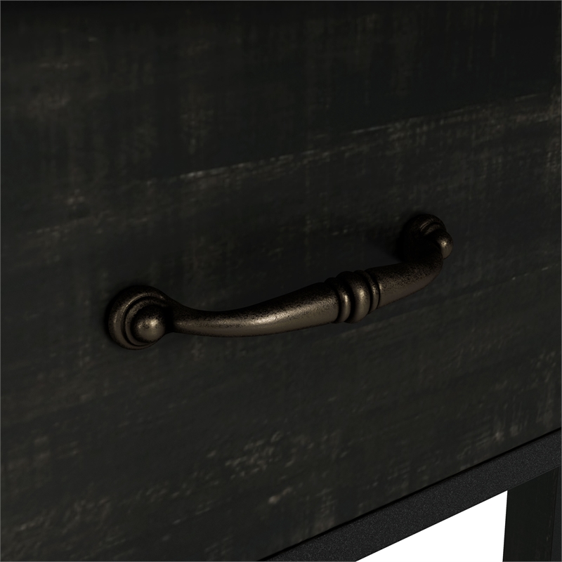 Bowery Hill Farmhouse Wood 1-Drawer Console Table in Black Finish