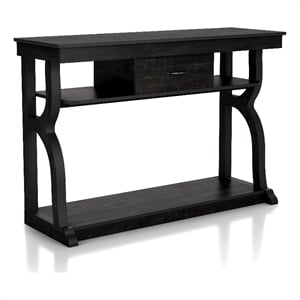 Bowery Hill Farmhouse Wood 1-Drawer Console Table in Black Finish