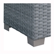 Bowery Hill Contemporary Rattan Glass Top Patio End Table in Gray