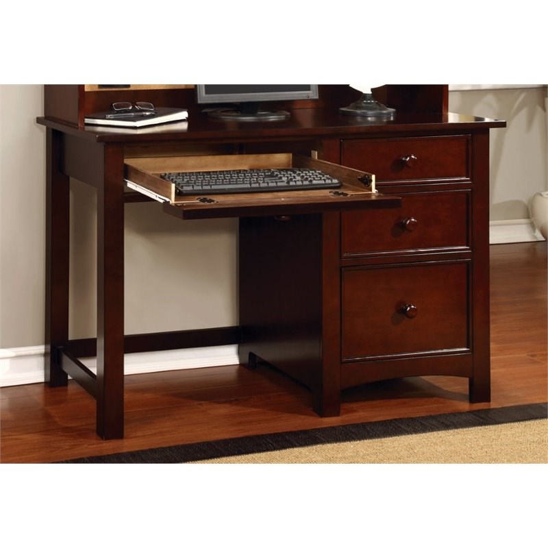 Bowery Hill Transitional Solid Wood Desk in Cherry Finish