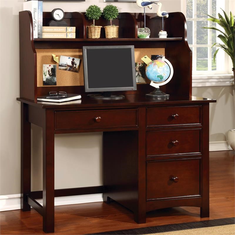 Bowery Hill Transitional Solid Wood Desk in Cherry Finish