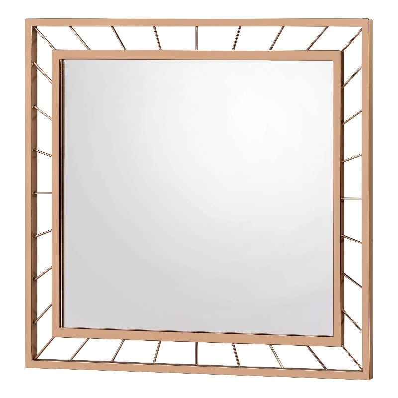 Bowery Hill Contemporary Metal Rectangle Mirror in Gold Finish