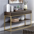 Bowery Hill Contemporary Metal 1-Shelf Console Table in Walnut