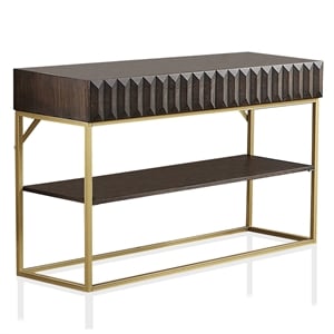 Bowery Hill Contemporary Metal 1-Shelf Console Table in Walnut