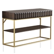 Bowery Hill Contemporary Metal 1-Shelf Console Table in Walnut