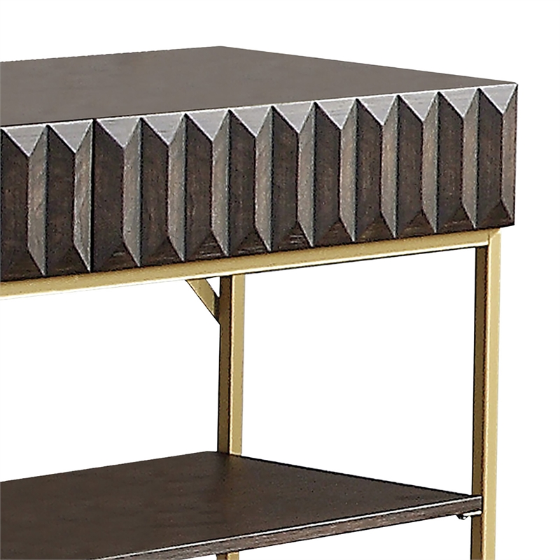 Bowery Hill Contemporary Metal 1-Shelf Console Table in Walnut