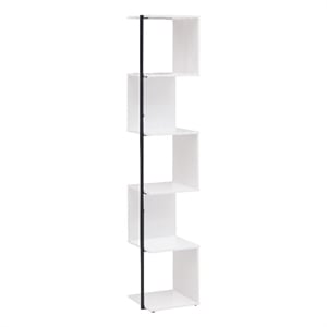 Bowery Hill Contemporary Wood 5-Shelf Corner Bookshelf Bookcase in White