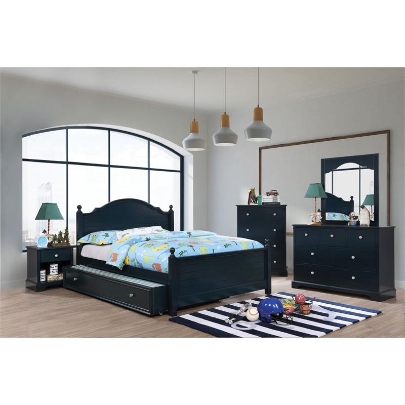 Bowery Hill Modern Solid Wood 1-Drawer Kids Nightstand in Blue