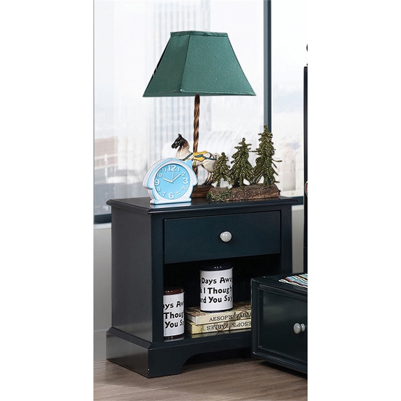 Bowery Hill Modern Solid Wood 1-Drawer Kids Nightstand in Blue