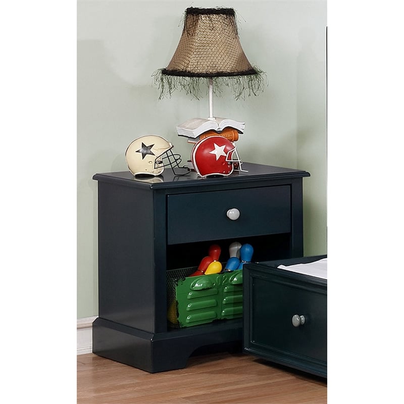 Bowery Hill Modern Solid Wood 1-Drawer Kids Nightstand in Blue