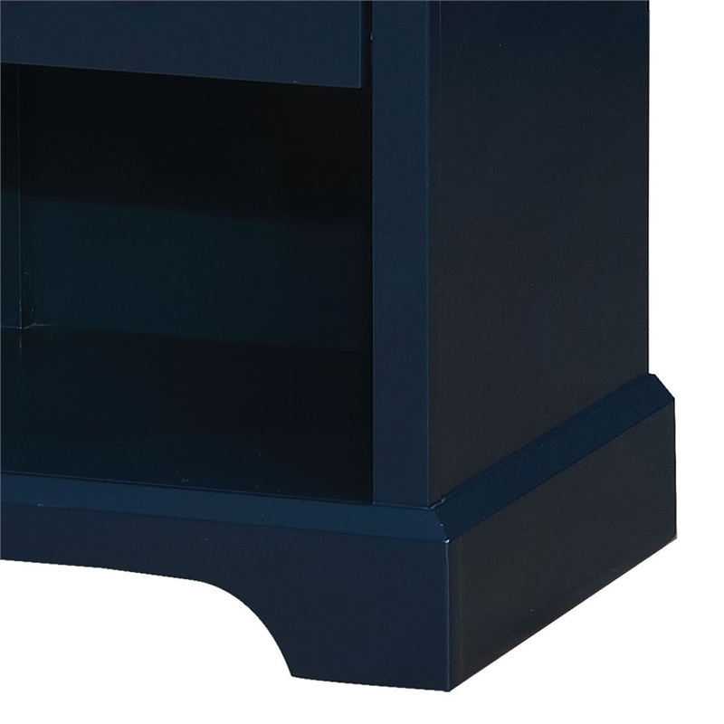 Bowery Hill Modern Solid Wood 1-Drawer Kids Nightstand in Blue
