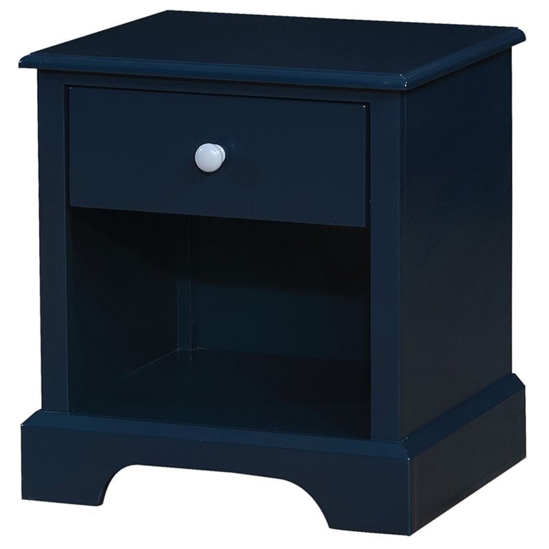 Bowery Hill Modern Solid Wood 1-Drawer Kids Nightstand in Blue