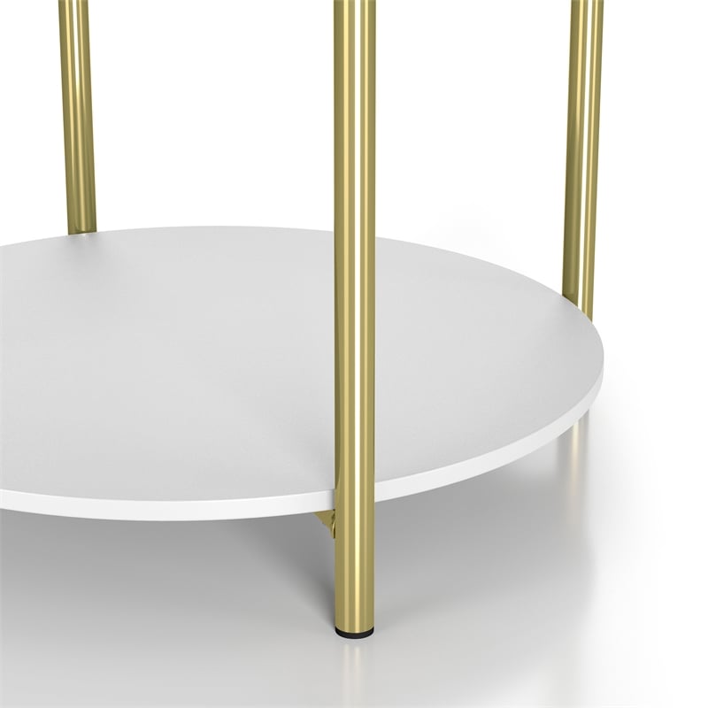 Bowery Hill Modern Wood End Table with Hidden Storage in White