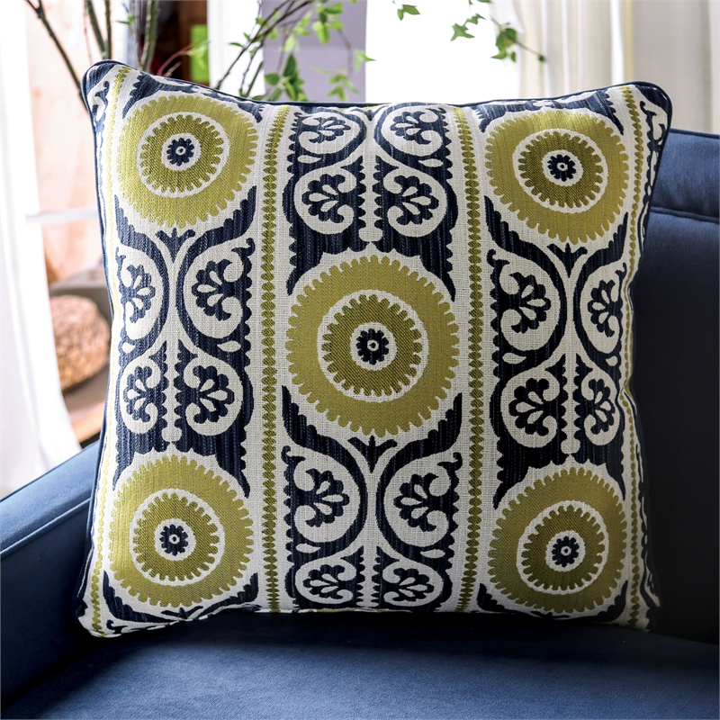 Bowery Hill Fabric Upholstered Track Arm Upholstered Sofa in Navy