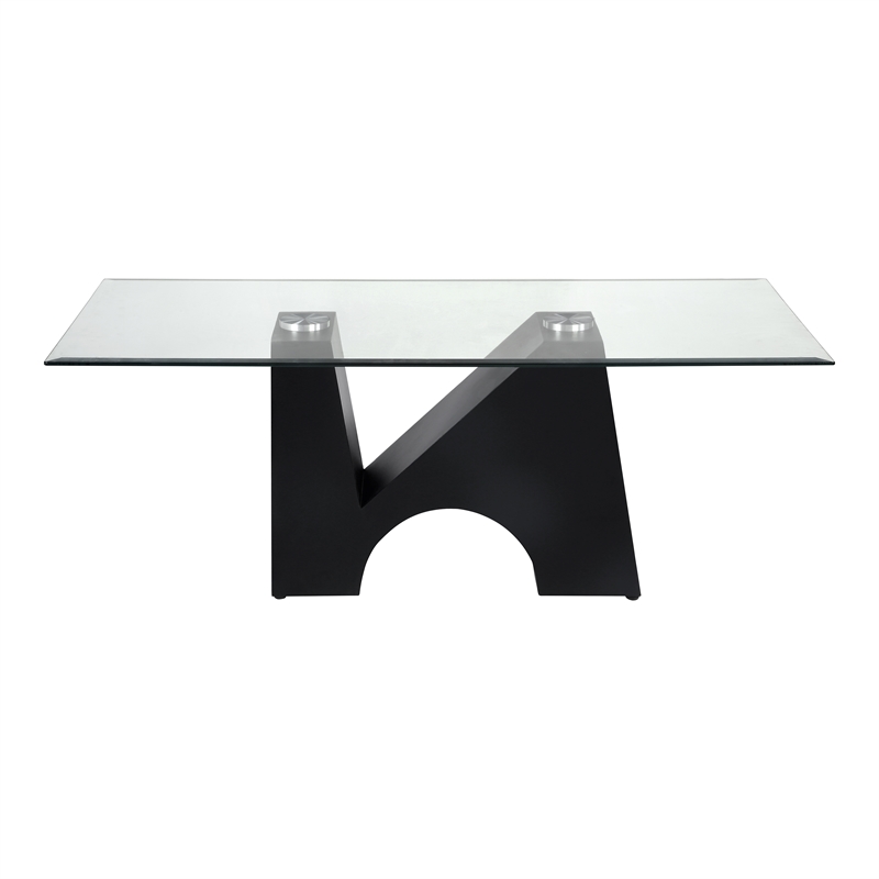 Bowery Hill Metal and Glass Top 2-Piece Coffee Table Set in Black