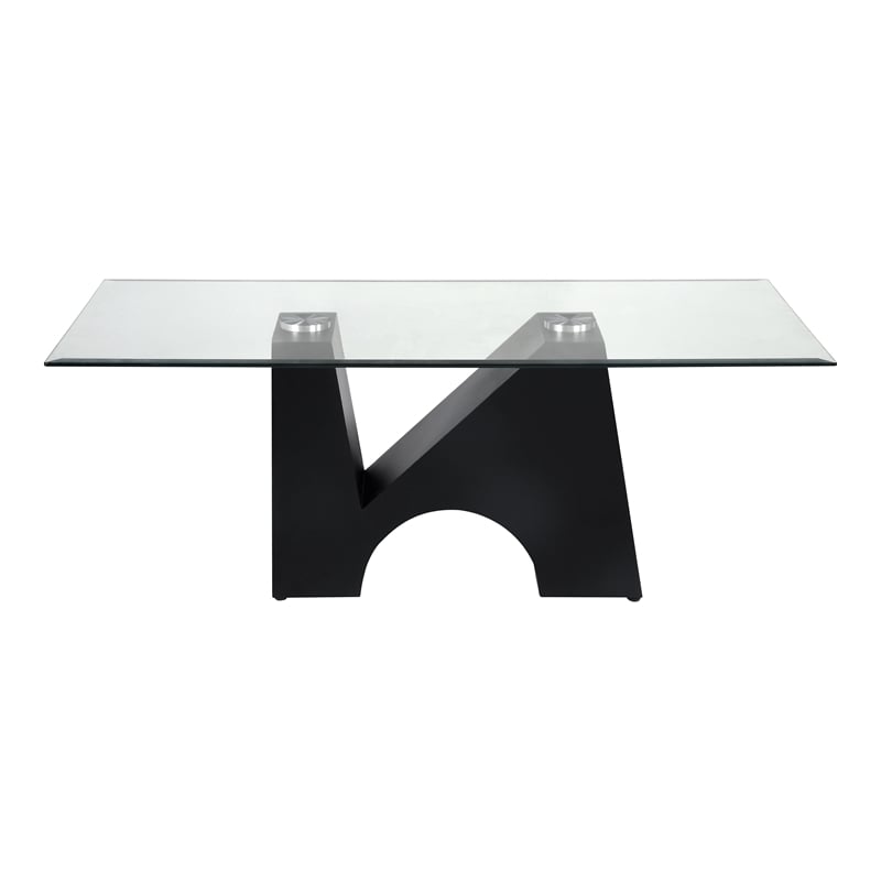 Bowery Hill Metal and Glass Top 3-Piece Coffee Table Set in Black