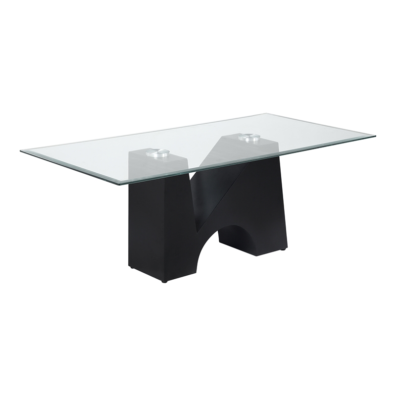 Bowery Hill Metal and Glass Top 3-Piece Coffee Table Set in Black