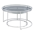 Bowery Hill Metal Glass Top 2-Piece Nesting Tables Set in Gray
