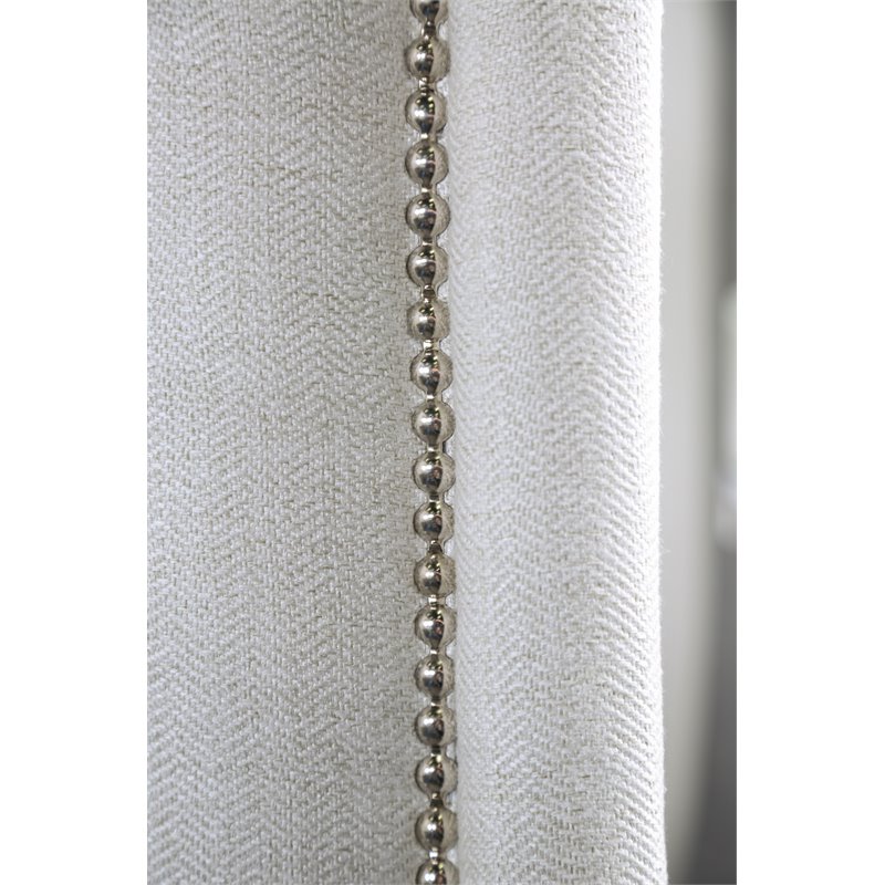 Bowery Hill Contemporary Chenille Nailhead Sofa in Ivory Finish